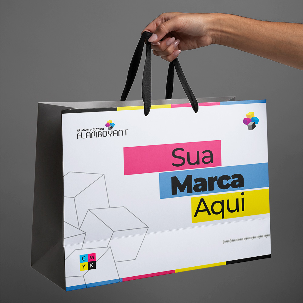 Sacola tamanho G alça de fita